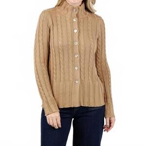 NEW HINSON WU charlie cable long sleeve cardigan in cappuccino